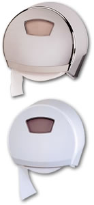 Jumbo toilet roll holders - in chrome and white
